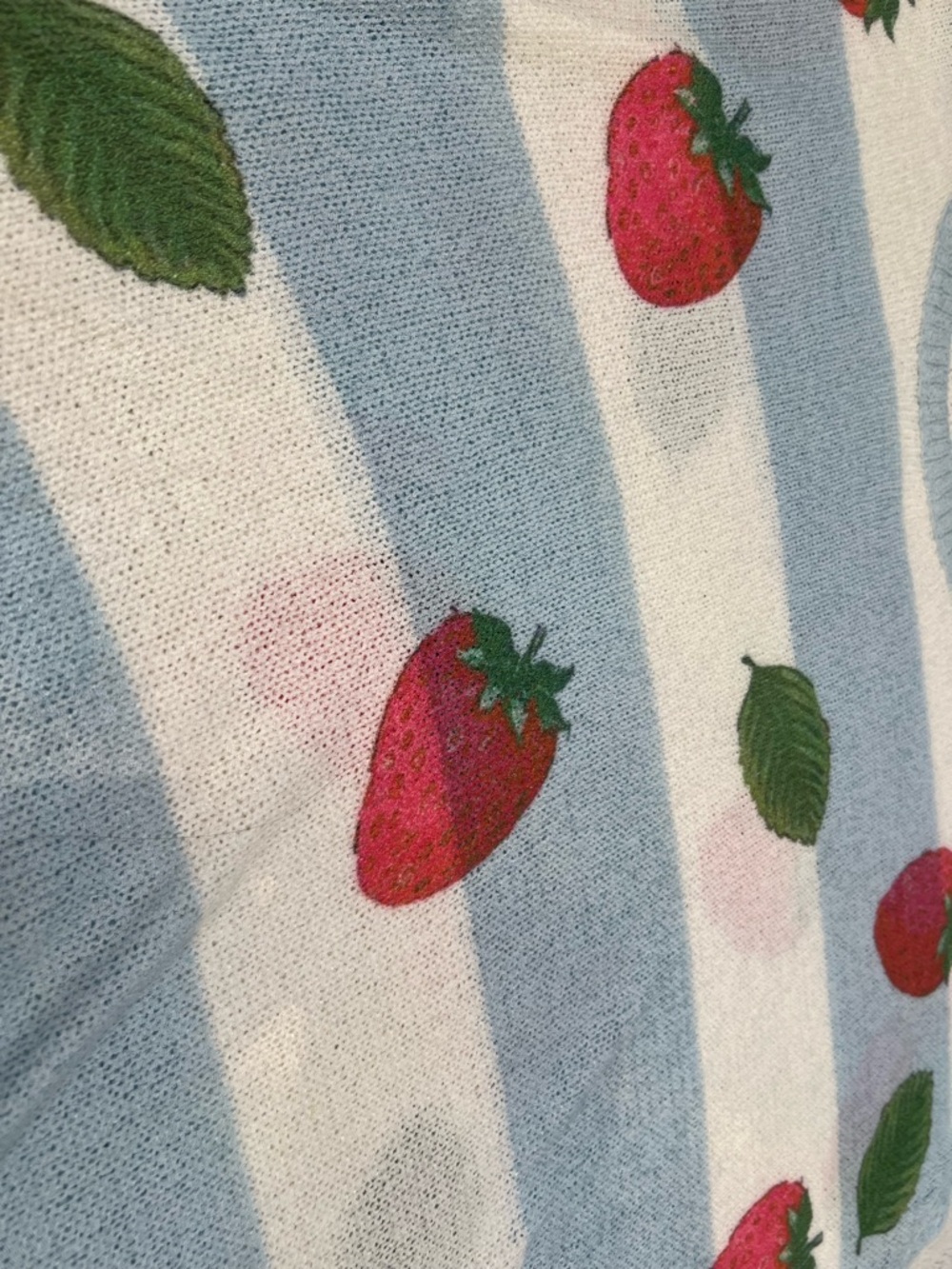 POL Blue & White Strawberry Knit Top - Picture 3 of 4